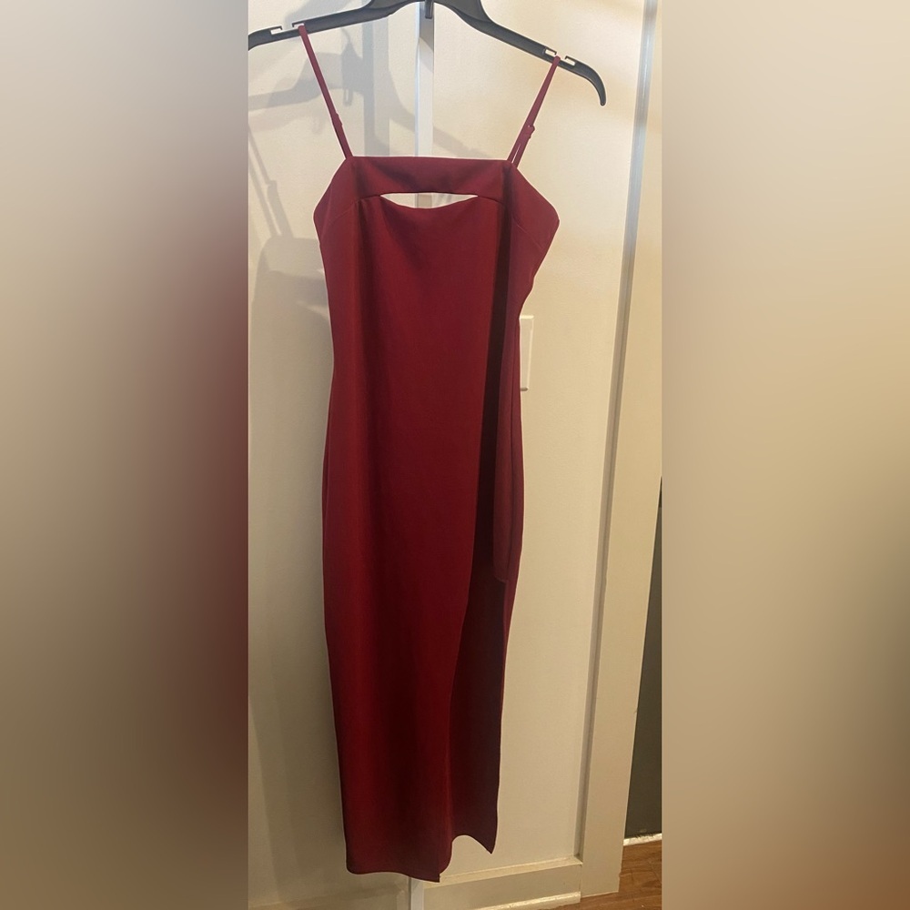Stunned and Speechless Burgundy Cutout Bodycon Midi Dress - Picture 6 of 7